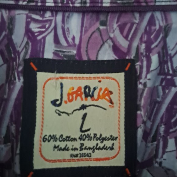 JERRY GARCIA Men's Multi Stripe Long Sleeve Button Down Gray Purple Trim Sz Lg - Picture 7 of 8